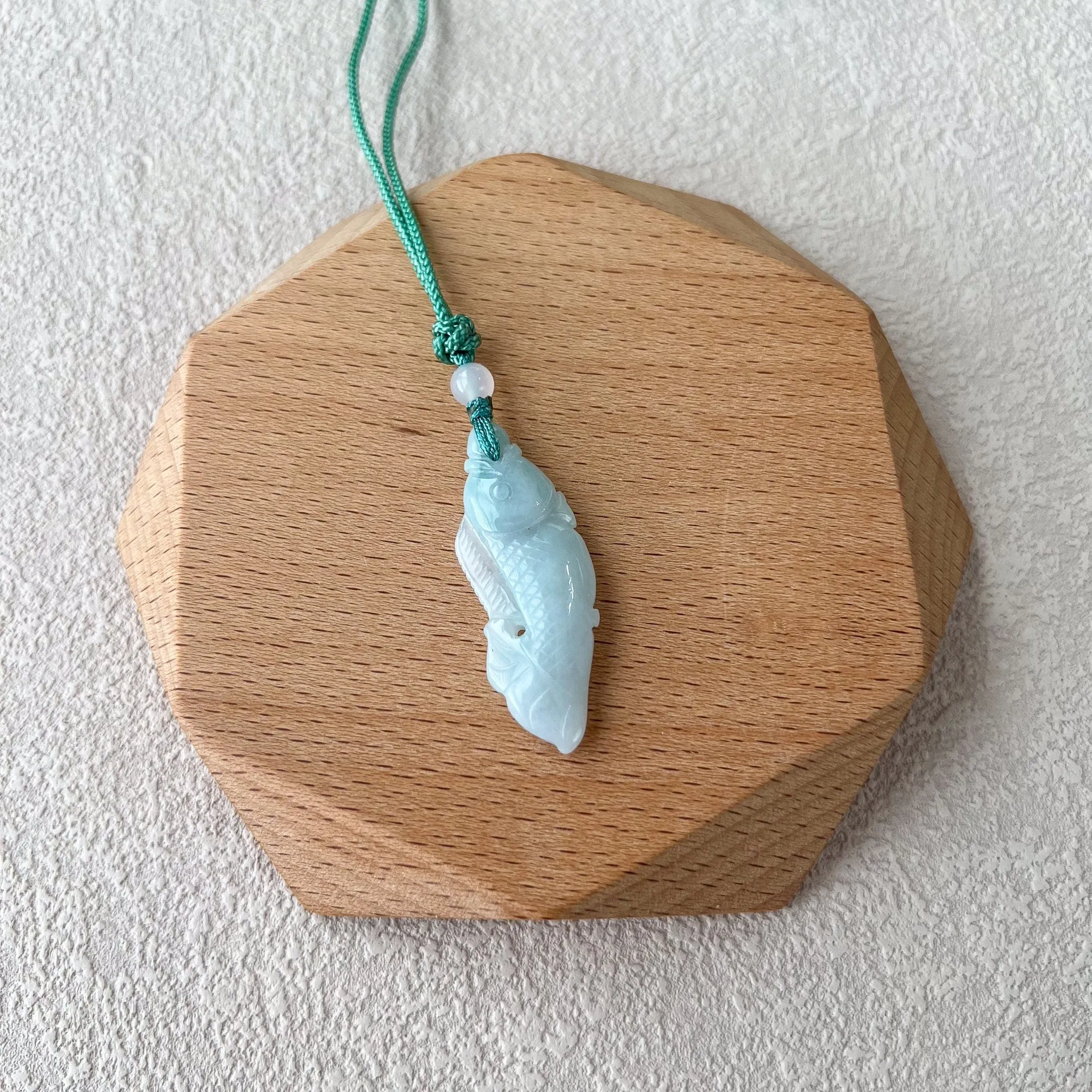 Jadeite Jade Fish Necklace, Hand Carved Pendant Necklace, RLXE-0422-0208989