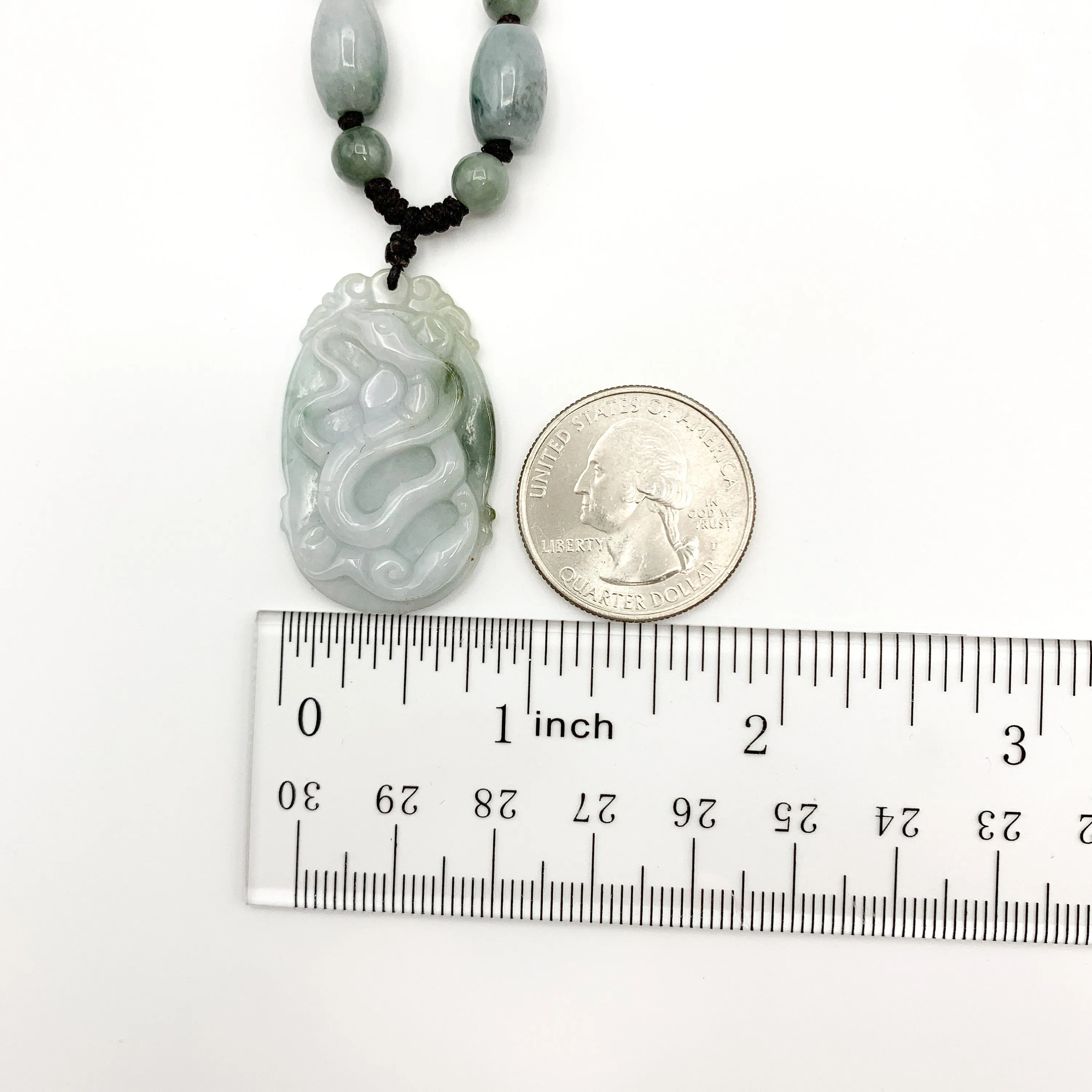 Jadeite Jade Snake Chinese Zodiac Carved Pendant Necklace,