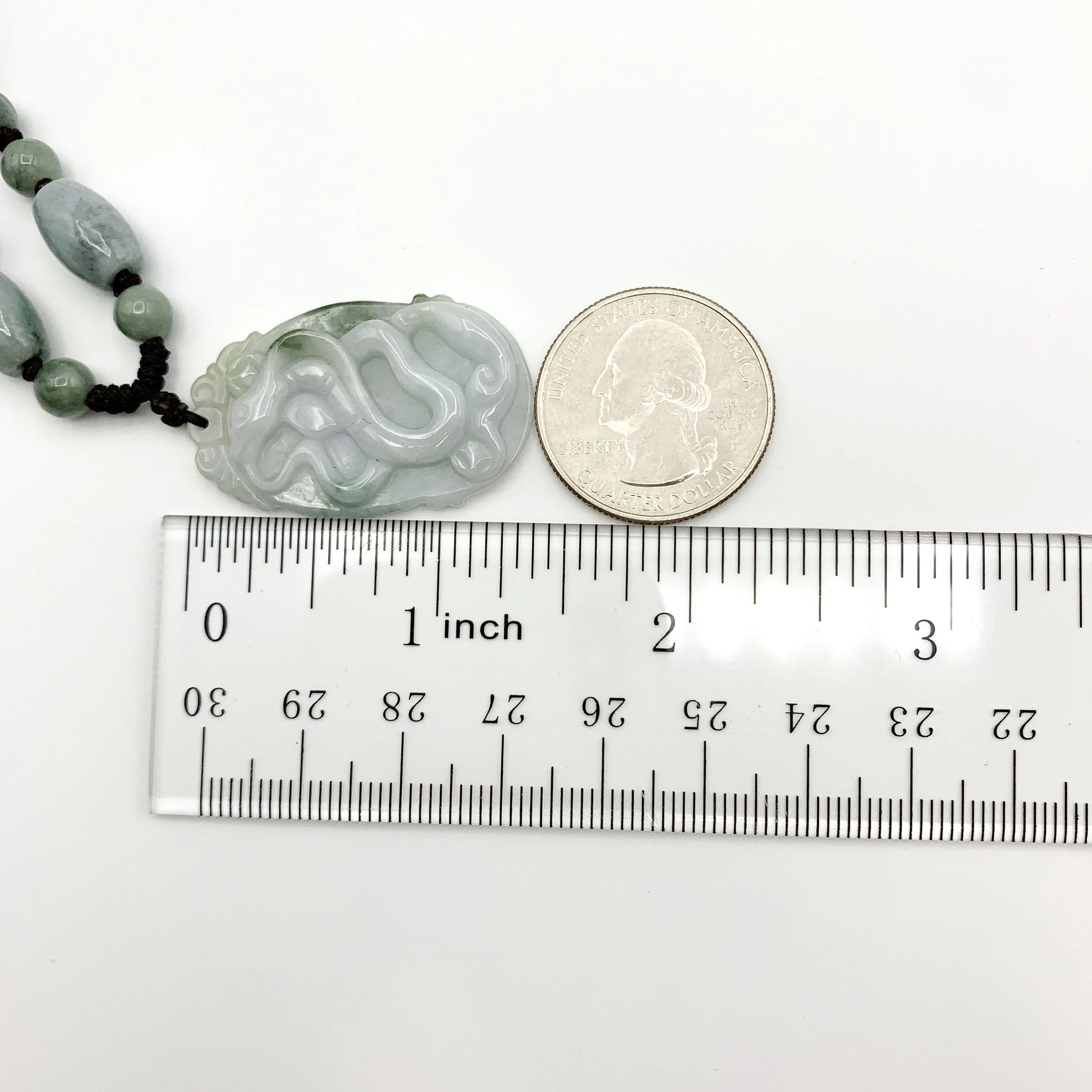 Jadeite Jade Snake Chinese Zodiac Carved Pendant Necklace,