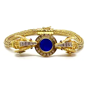 Lapis and diamond ram bracelet