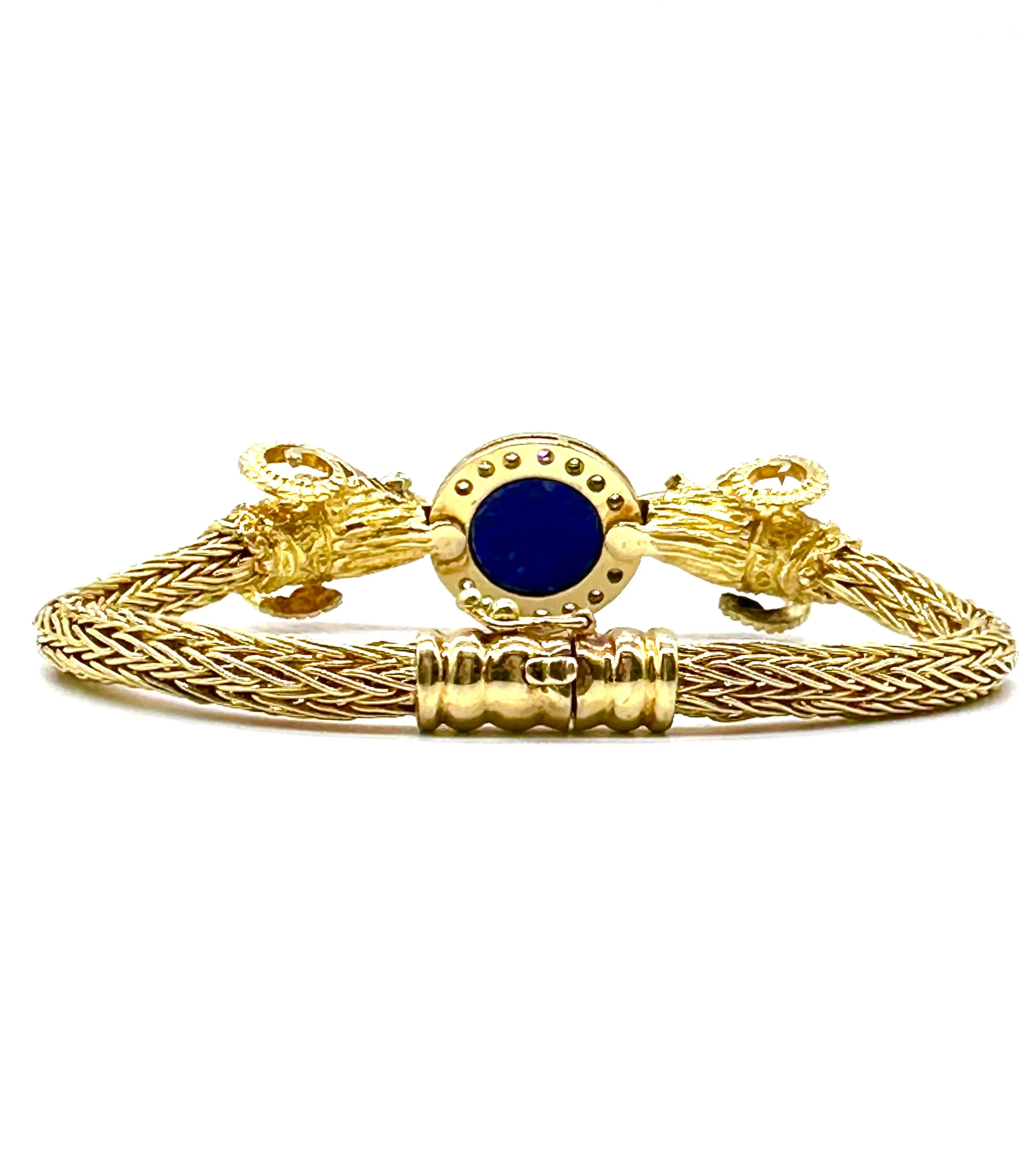 Lapis and diamond ram bracelet
