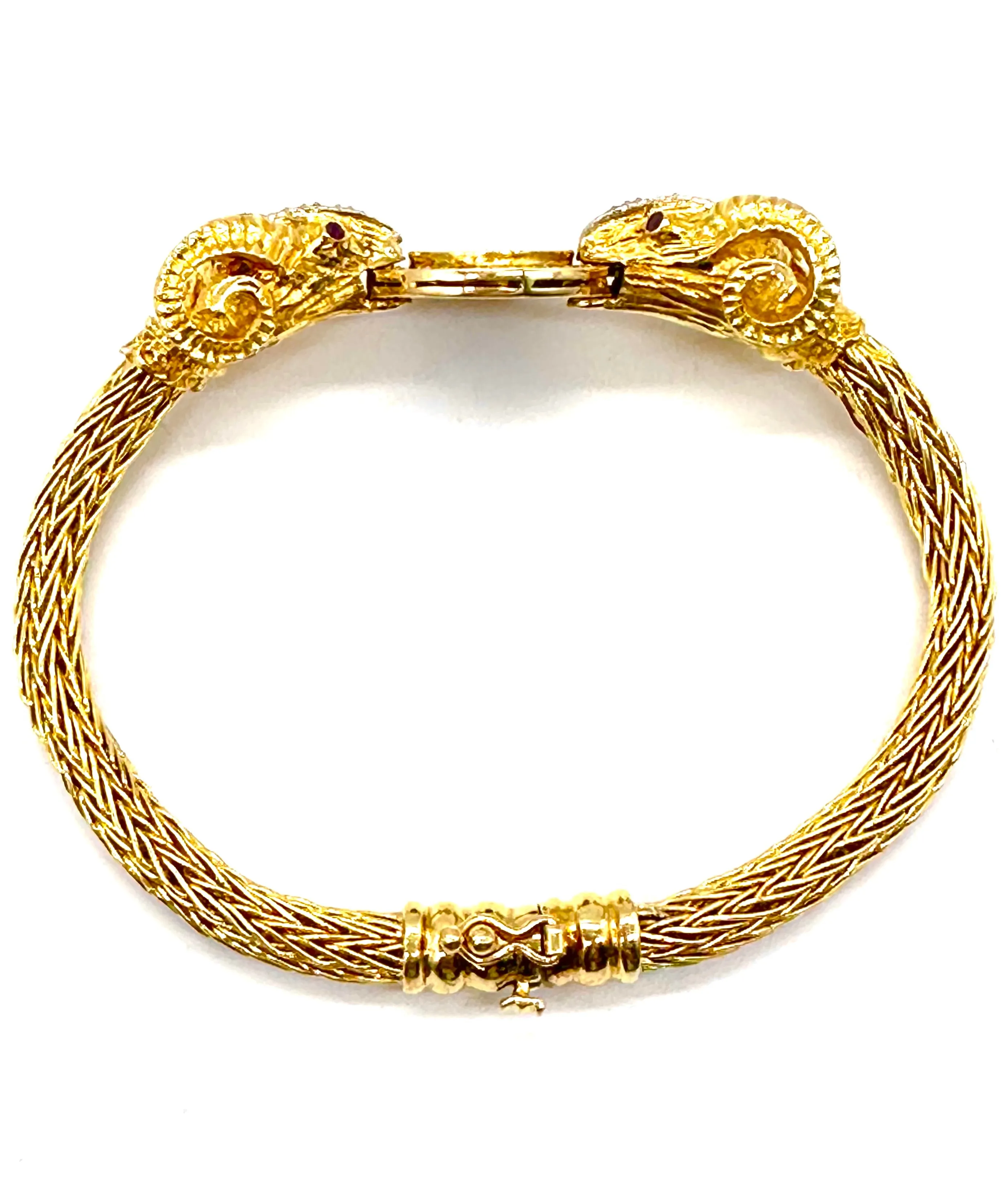 Lapis and diamond ram bracelet