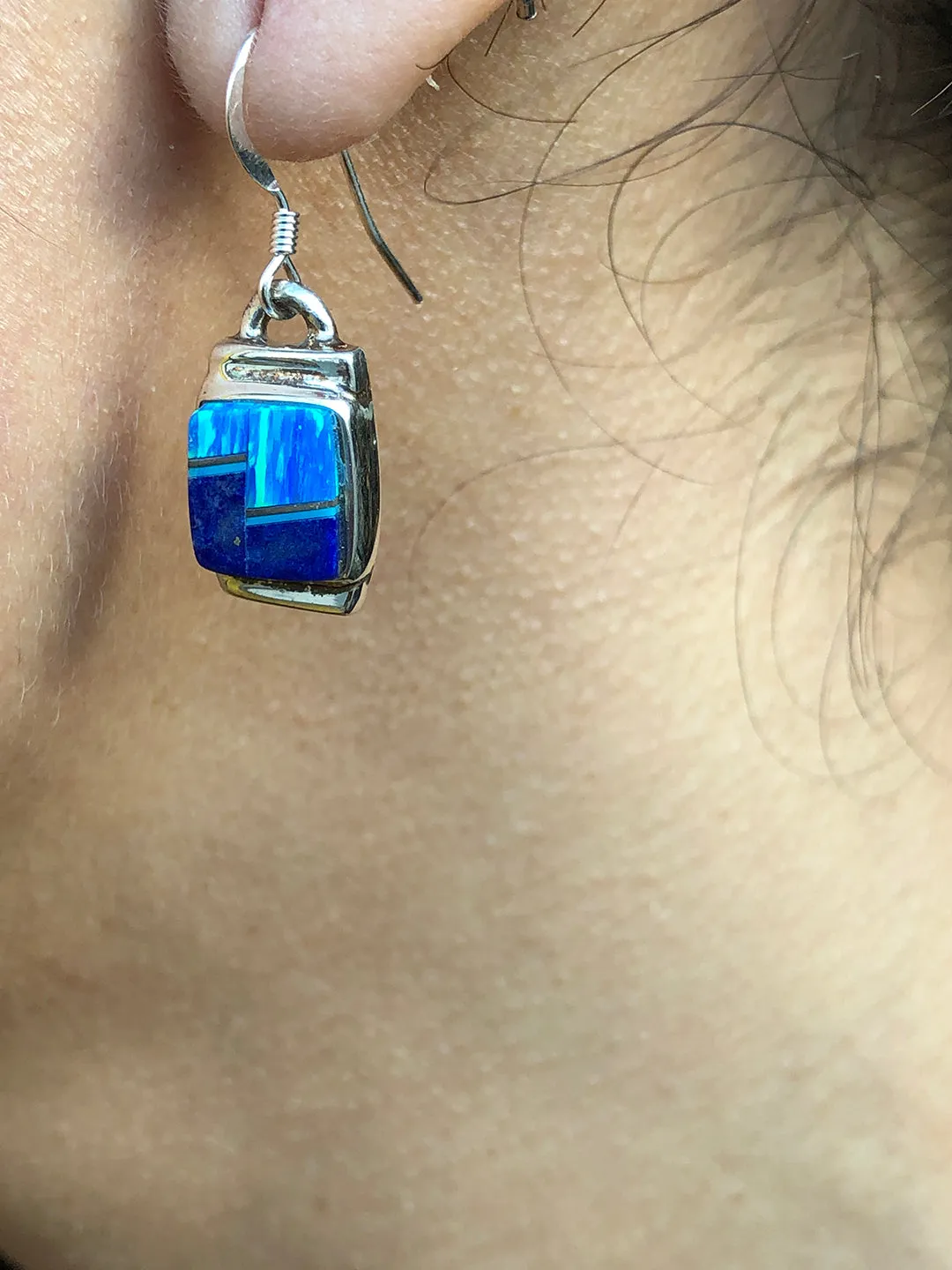 Lapis and Opal Inlay Earrings