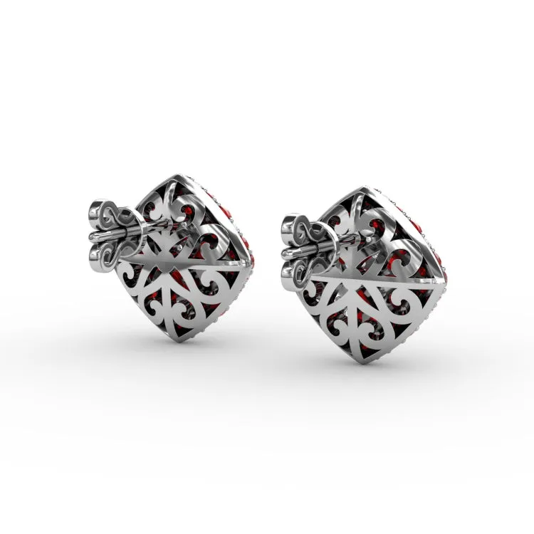 Large PavÃ© Ruby and Diamond Studs
