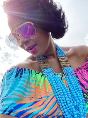 Layers of Auqa beaded necklace