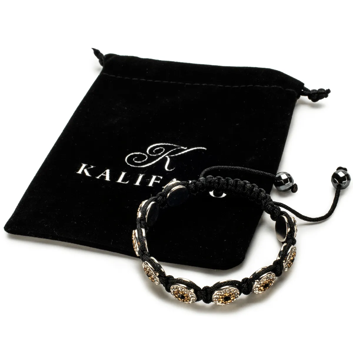 Light Colorado Topaz Crystal Evil Eye Shamballa Bracelet