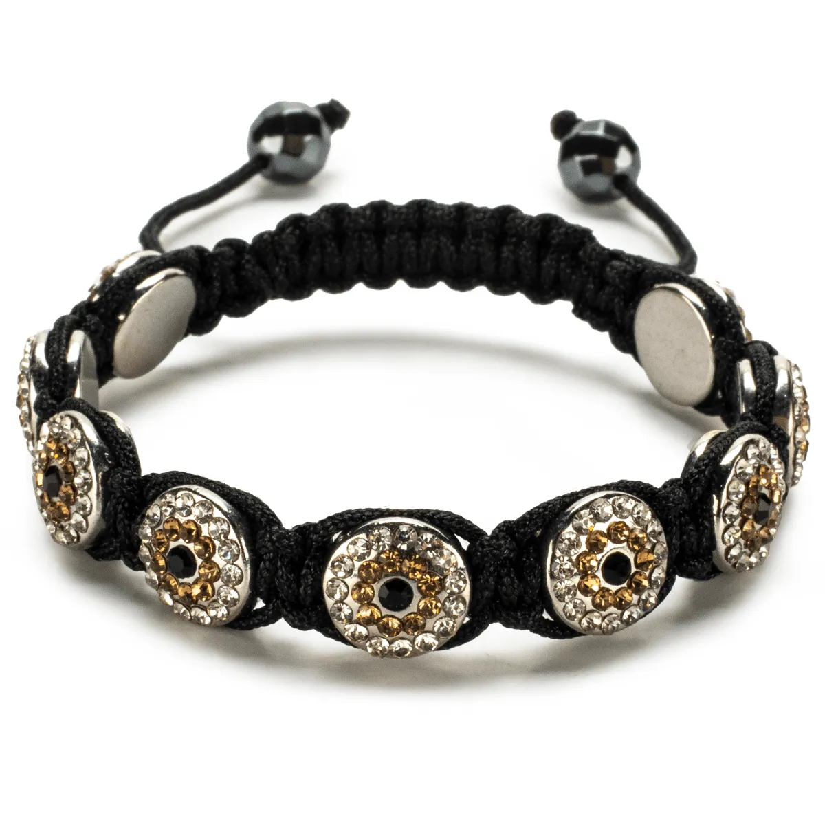 Light Colorado Topaz Crystal Evil Eye Shamballa Bracelet