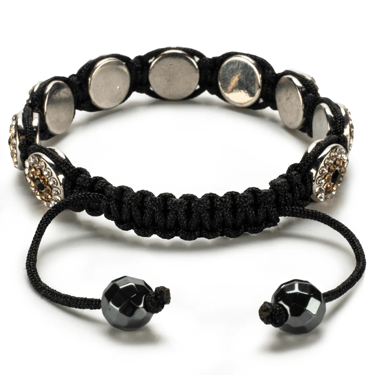 Light Colorado Topaz Crystal Evil Eye Shamballa Bracelet