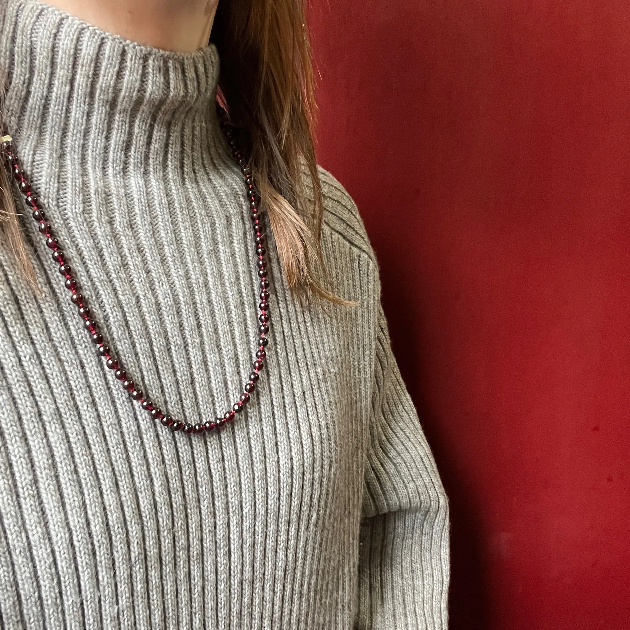 Lush 25" Strand of Vintage Garnet Beads