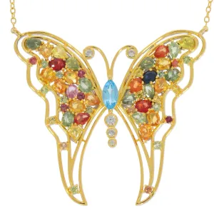 Marquise Mutliple Color Sapphire Sterling Silver Necklace with Accent