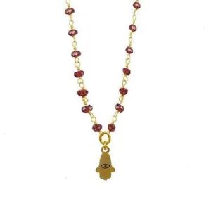 Michal Golan Petite Garnet Hamsa Necklace