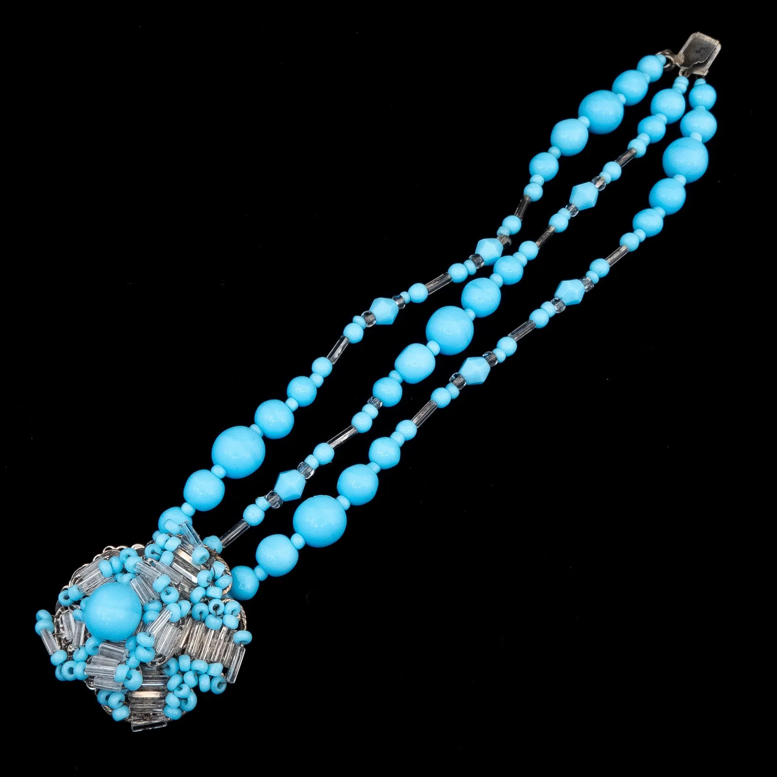 Miriam Haskell Blue Beaded Flower Bracelet