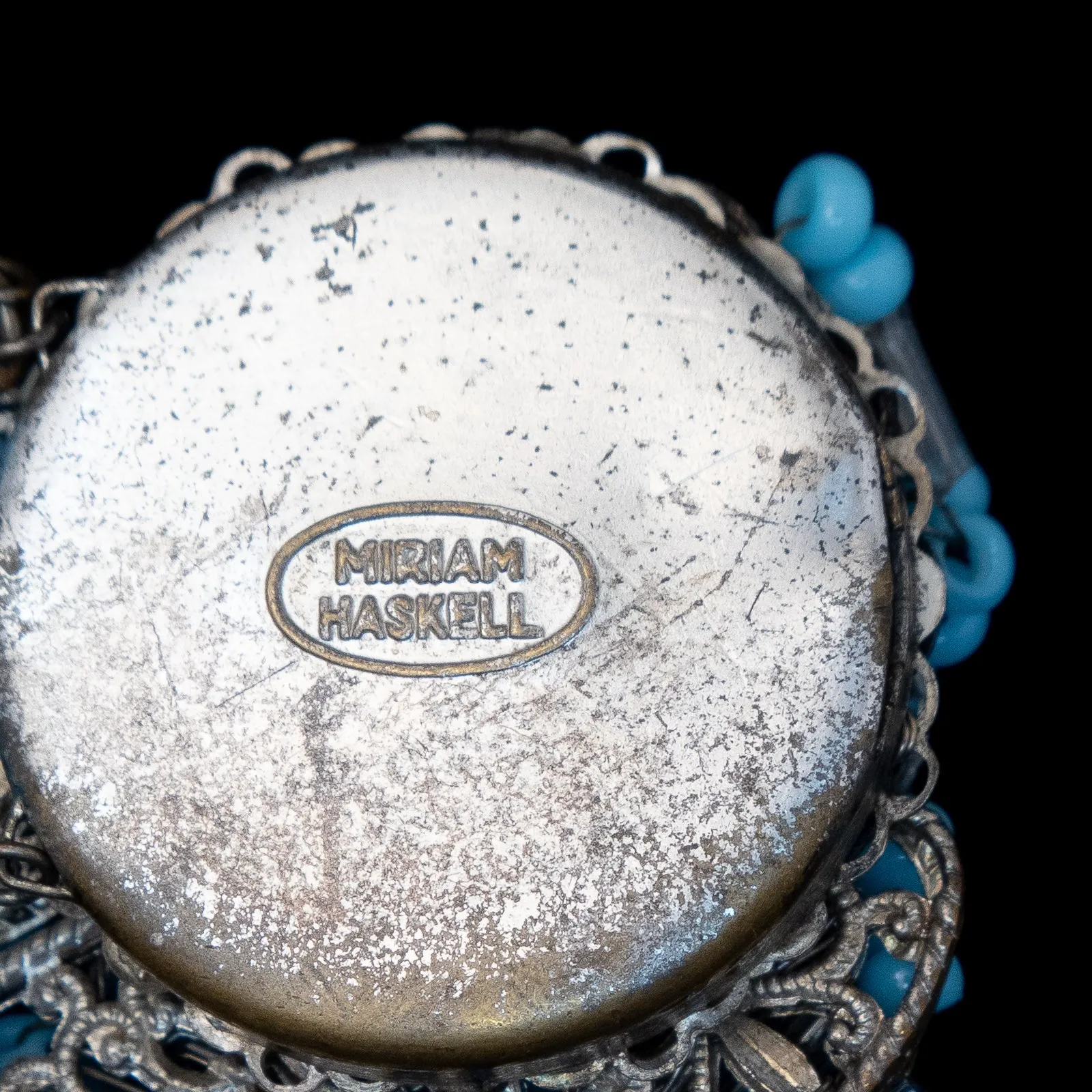 Miriam Haskell Blue Beaded Flower Bracelet