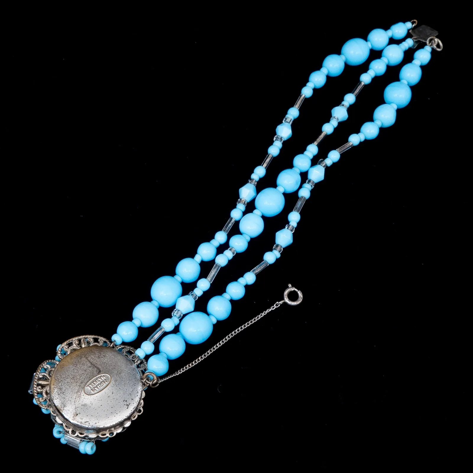 Miriam Haskell Blue Beaded Flower Bracelet