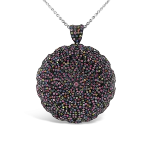 Multi-color Sapphire Disc Necklace