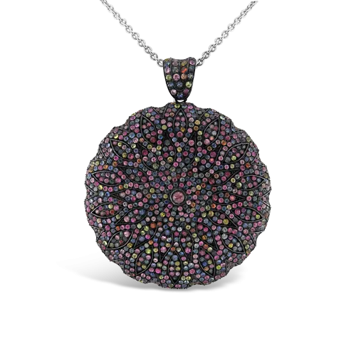 Multi-color Sapphire Disc Necklace