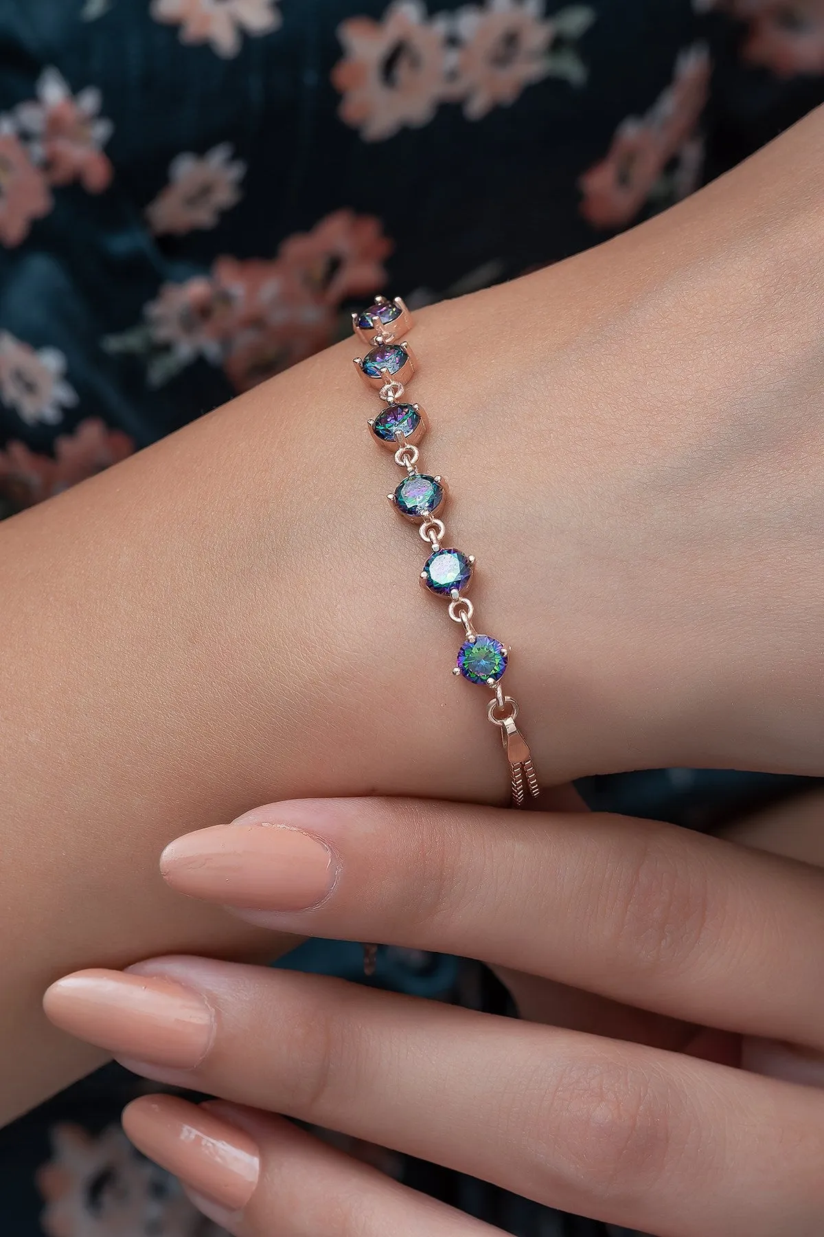 Mystic Topaz Stone Necklace and Bracelet Set