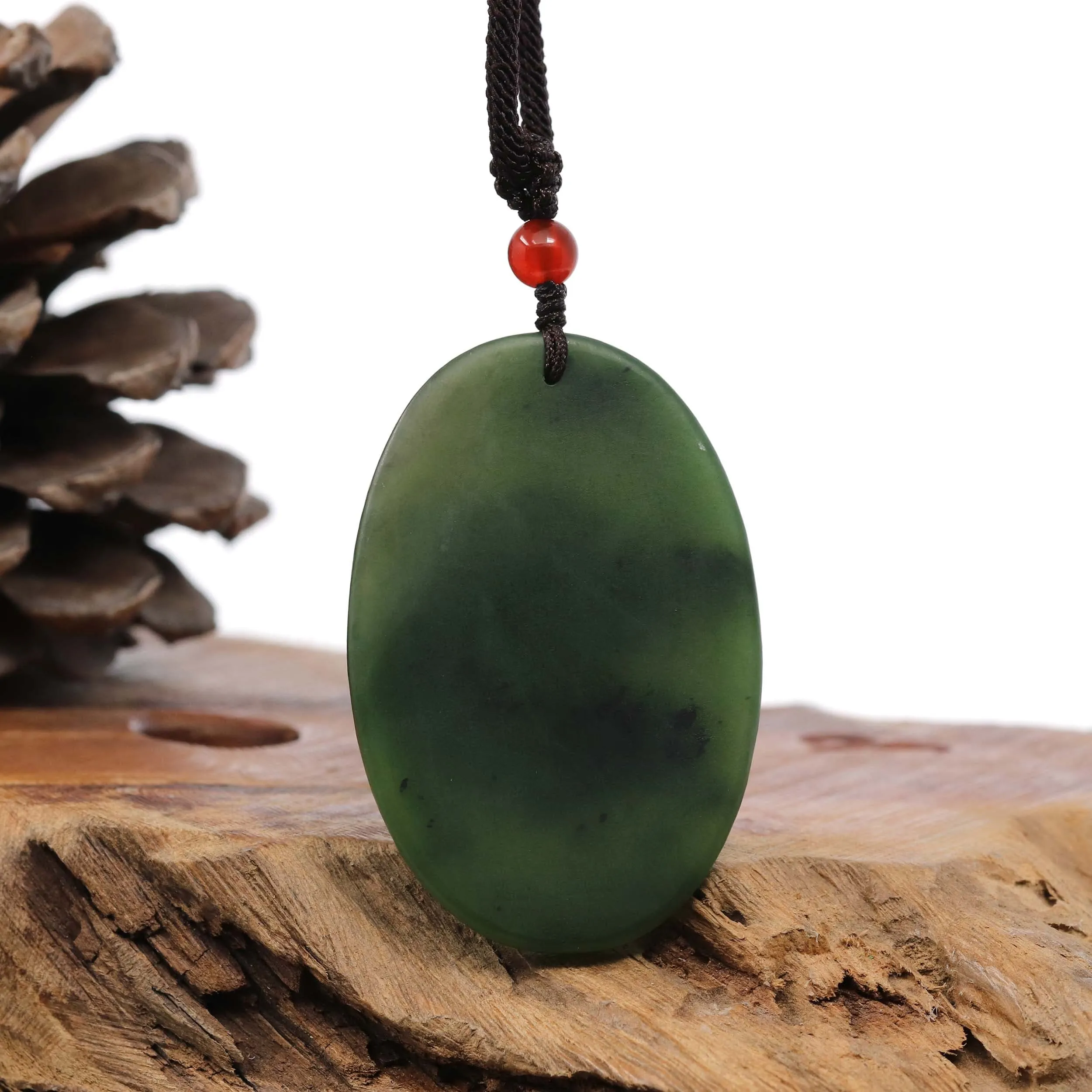 Natural Jade 12 Zodiac: Nephrite Jade Tiger Pendant Necklace in Deep Green