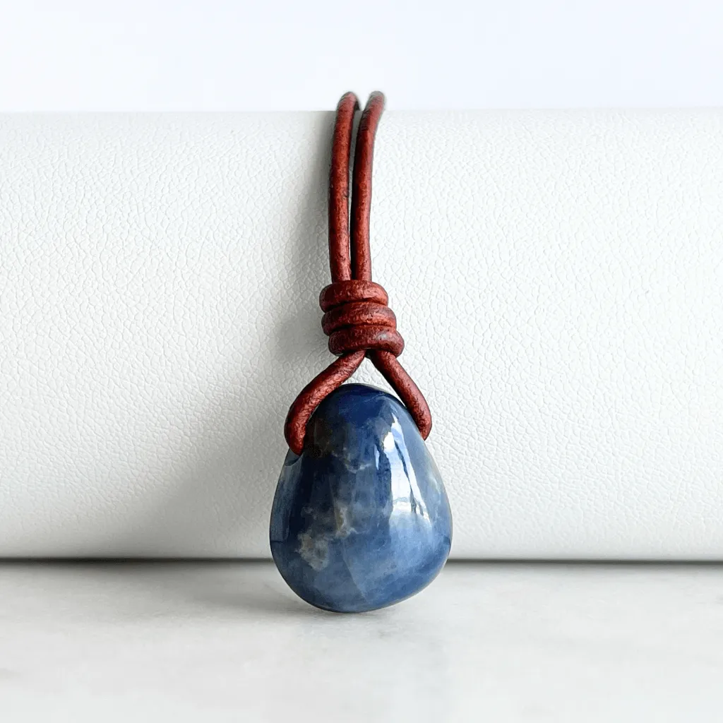 Natural OOAK Blue Sapphire Gemstone Pendant Necklace - Divine Elegance