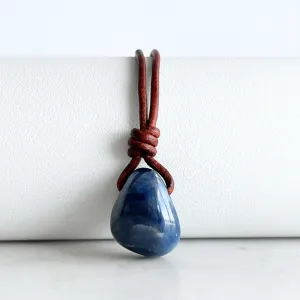 Natural OOAK Blue Sapphire Gemstone Pendant Necklace - Divine Elegance