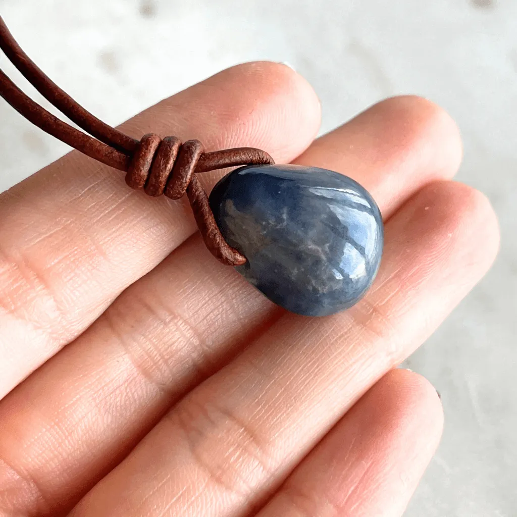 Natural OOAK Blue Sapphire Gemstone Pendant Necklace - Divine Elegance