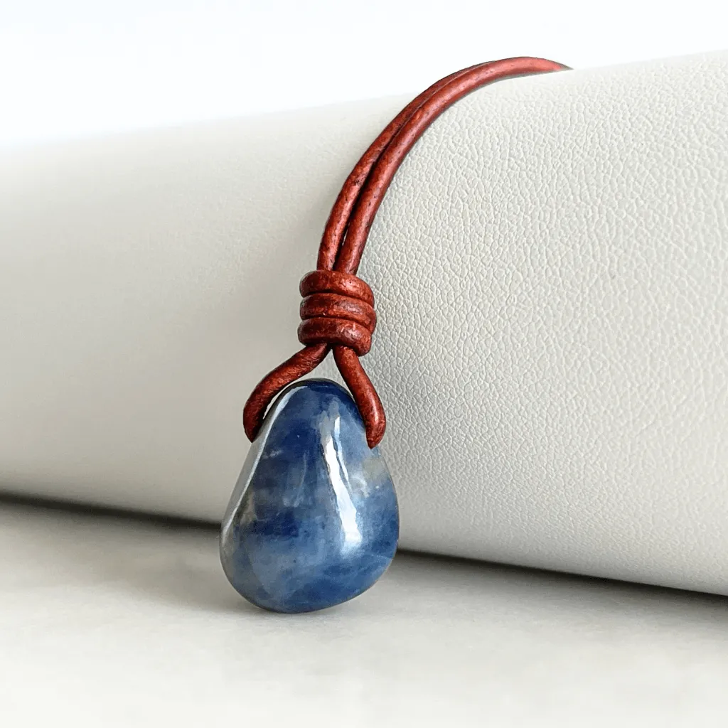 Natural OOAK Blue Sapphire Gemstone Pendant Necklace - Divine Elegance