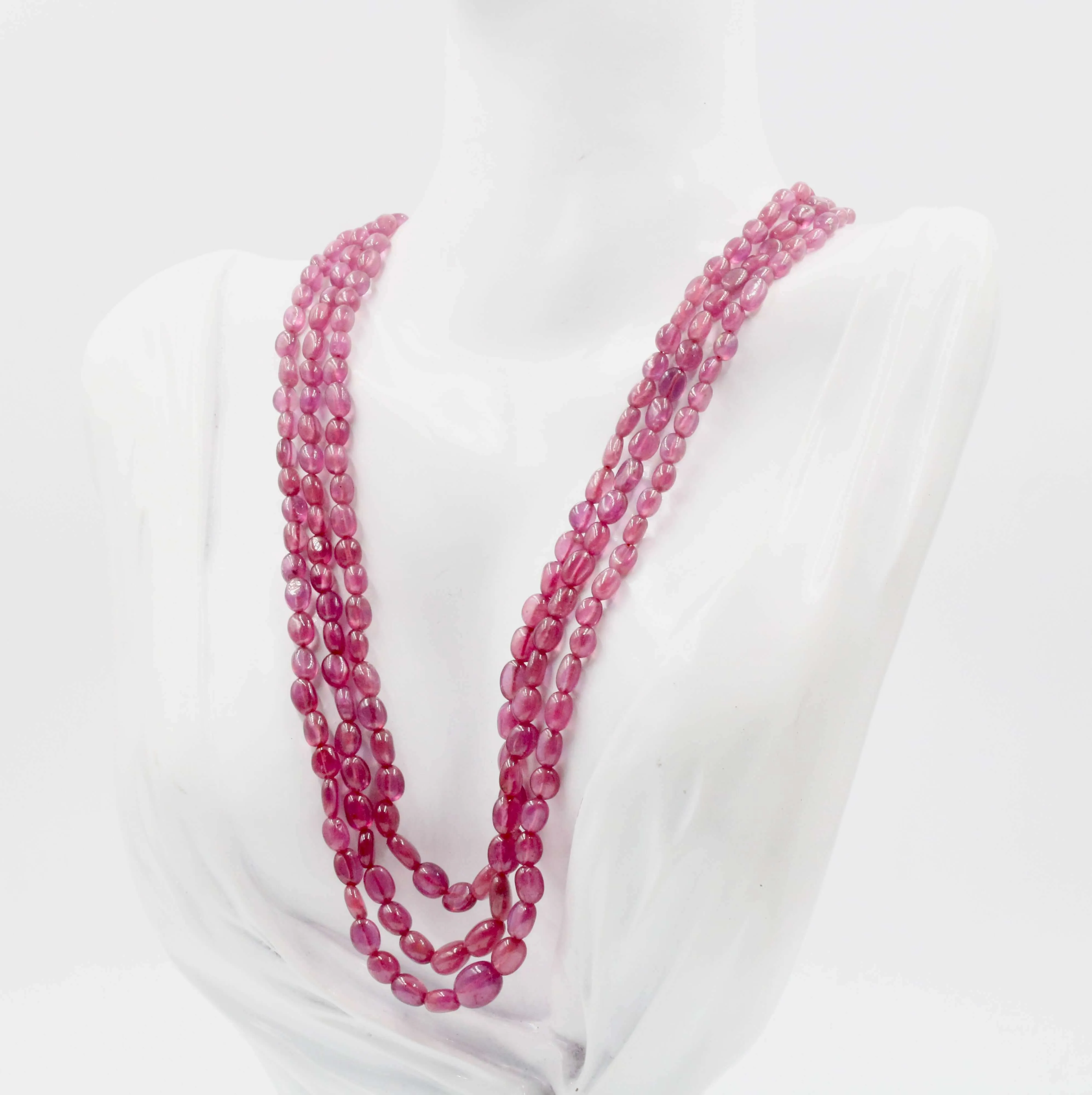 Natural Pink Sapphire Necklace Pink Sapphire Beaded Gemstone Necklace Beaded Sapphire Gemstone Necklace Indian Necklace Sarafa SKU: 6142987