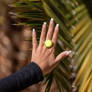 Neon Yellow Glitter Resin Cocktail Ring