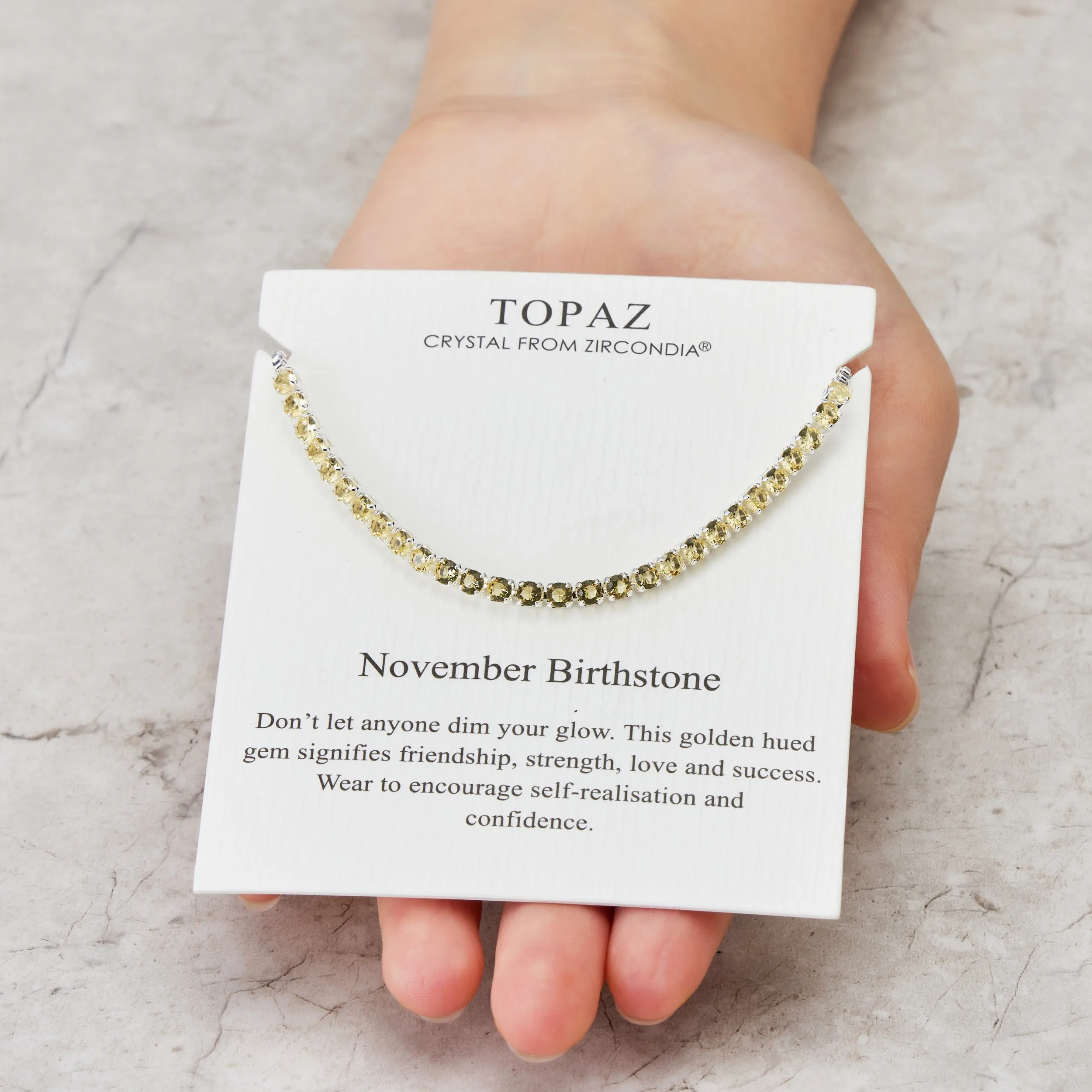 November Birthstone Friendship Bracelet with Topaz Zircondia® Crystals
