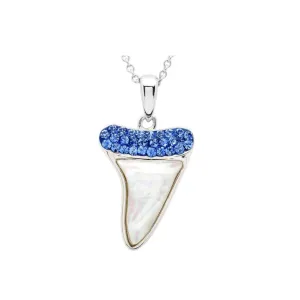 Ocean SS MOP/Sapphire Crystal Shark Tooth Necklace