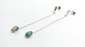 Opal Drop Earrings in 14k white Gold