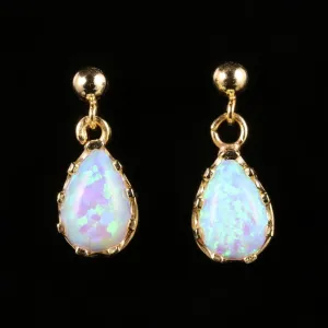 Opal Gold Dropper Earrings 9Ct Gold
