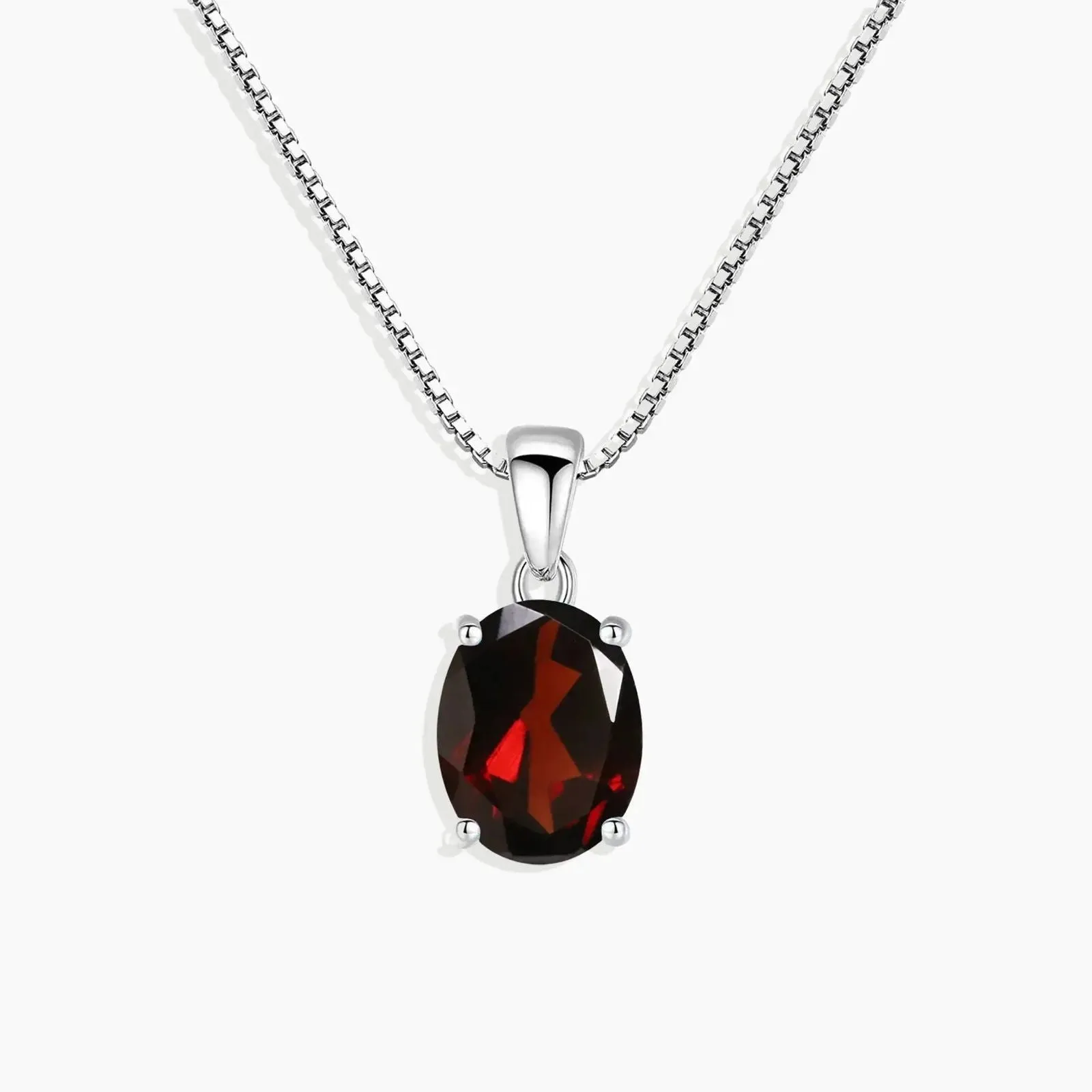 Oval Garnet Pendant Necklace in Sterling Silver - Irosk Australia ®