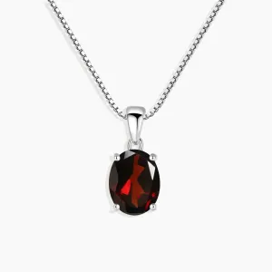 Oval Garnet Pendant Necklace in Sterling Silver - Irosk Australia ®