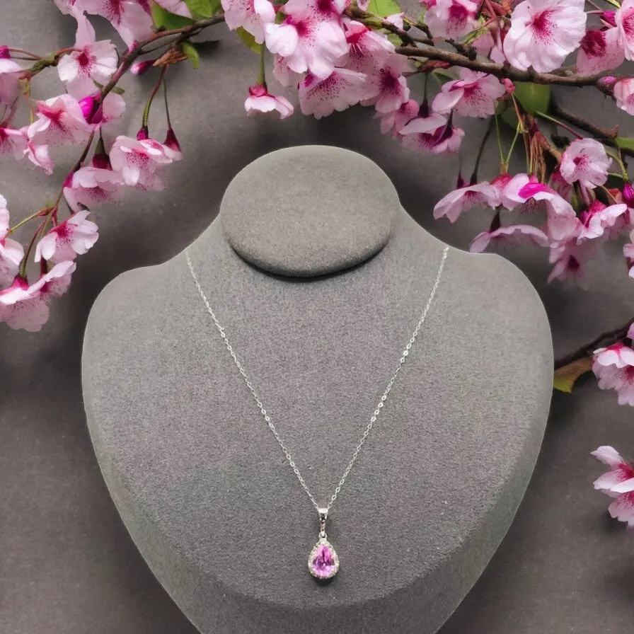PINK SAPPHIRE PEAR NECKLACE