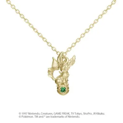 [Pokémon]Leafeon& Pokéball necklace K18 yellow gold