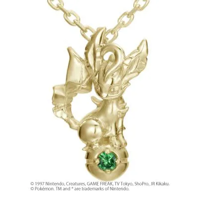 [Pokémon]Leafeon& Pokéball necklace K18 yellow gold