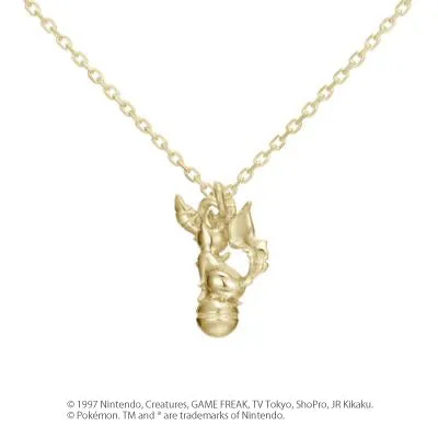 [Pokémon]Leafeon& Pokéball necklace K18 yellow gold