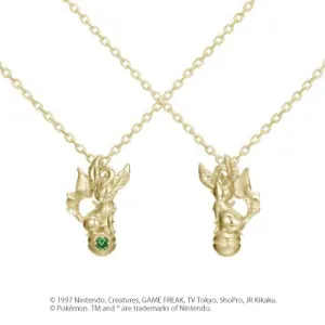 [Pokémon]Leafeon& Pokéball necklace K18 yellow gold