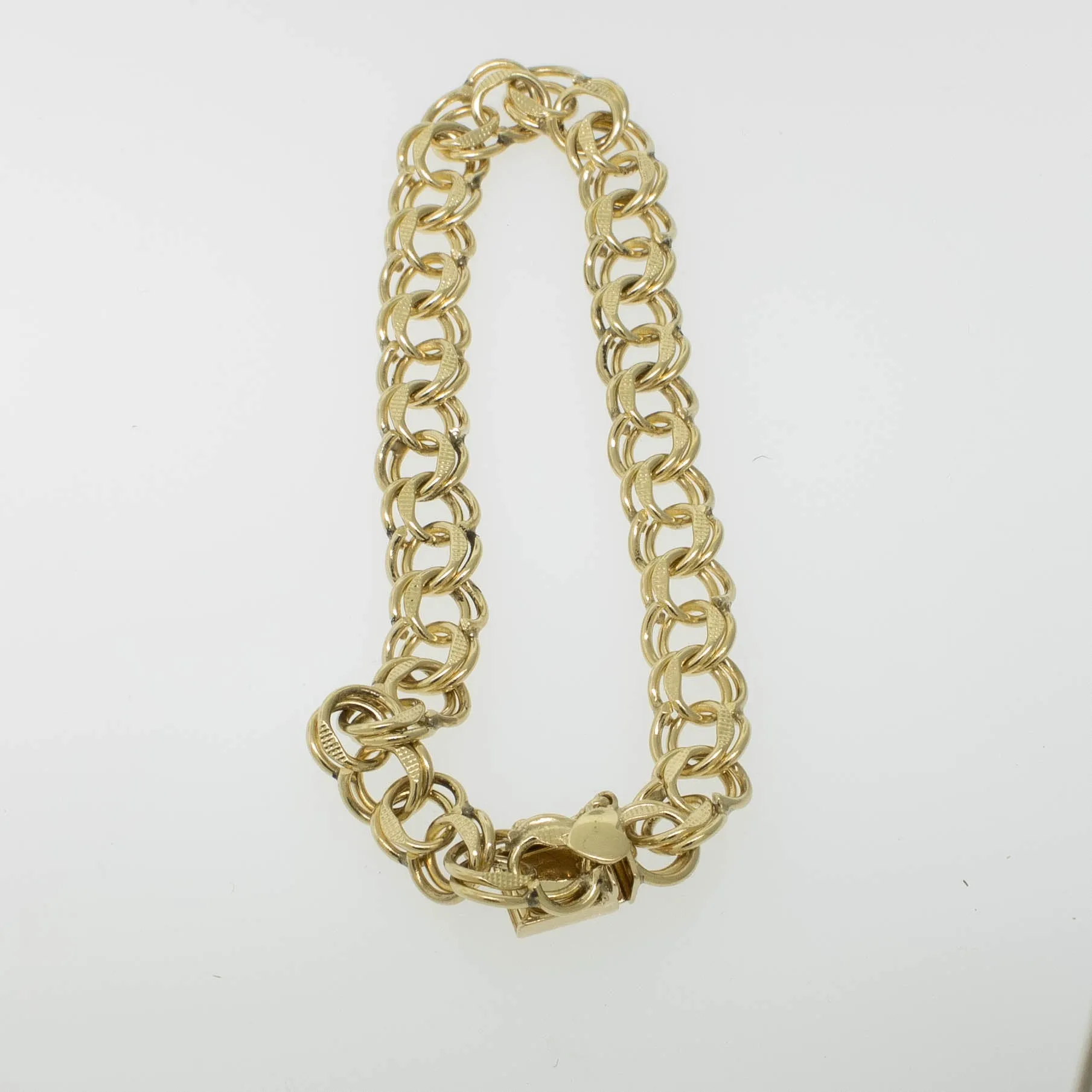 Pre-Owned 14K Yellow Gold Charm Bracelet 7" Long, 7.5mm Wide, 8.2 DWT