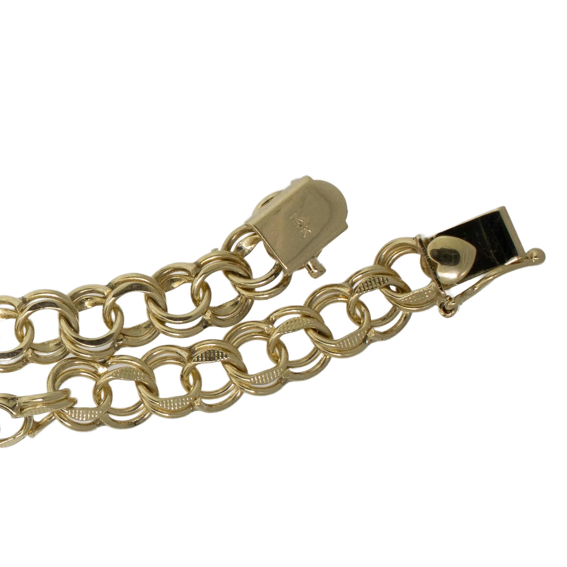 Pre-Owned 14K Yellow Gold Charm Bracelet 7" Long, 7.5mm Wide, 8.2 DWT