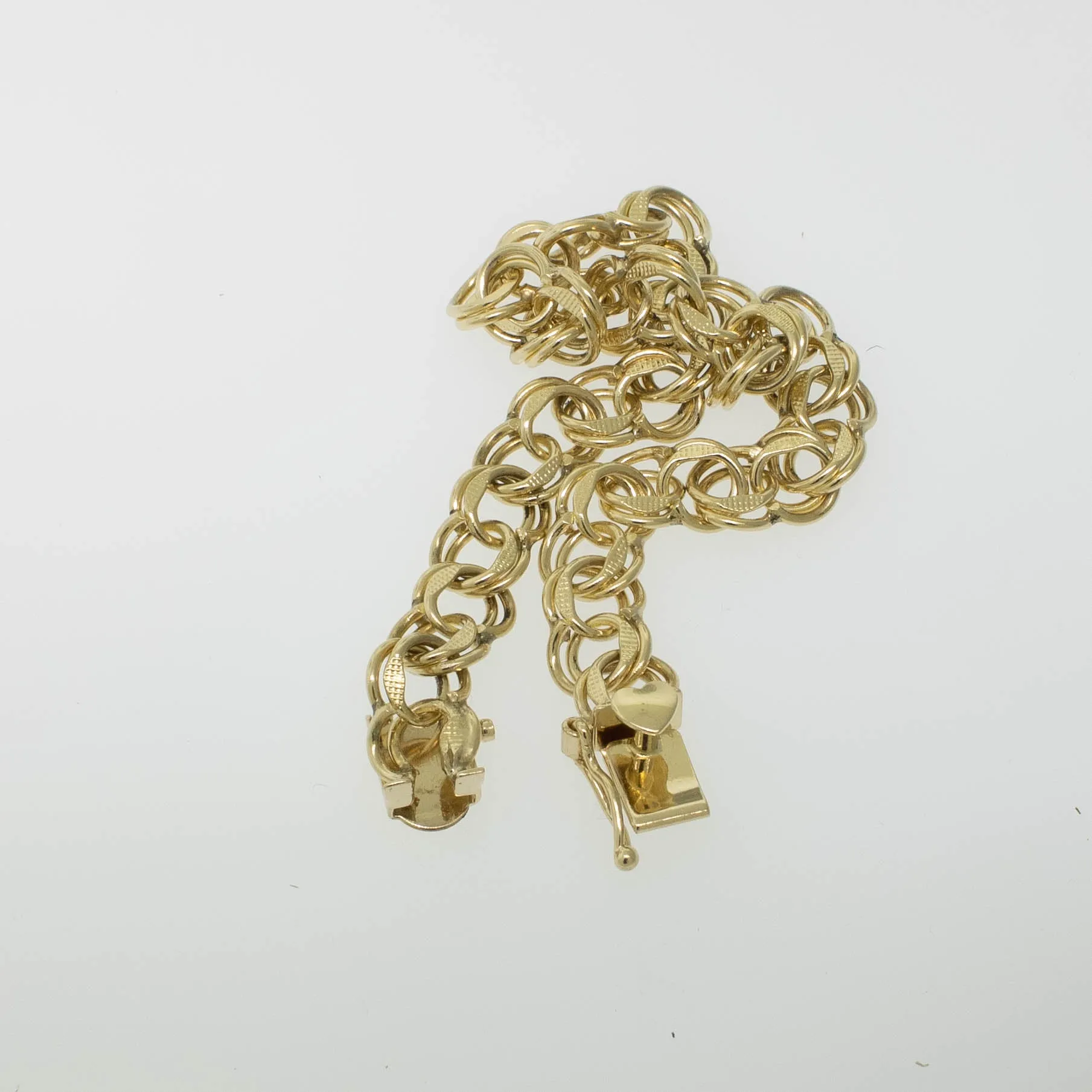 Pre-Owned 14K Yellow Gold Charm Bracelet 7" Long, 7.5mm Wide, 8.2 DWT