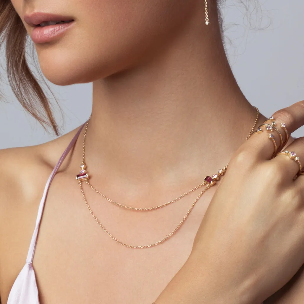 Prism Necklace - Rhodolite garnet & pink sapphires