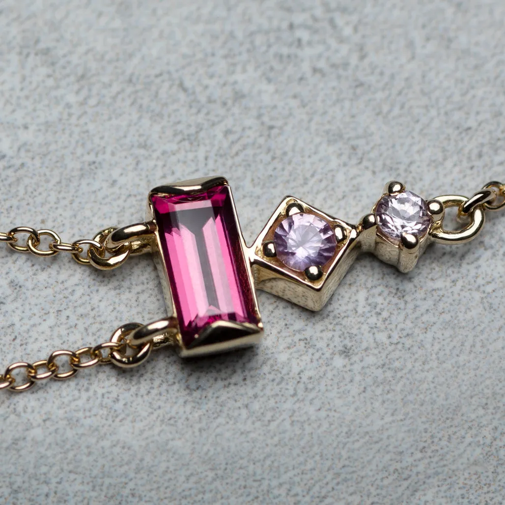 Prism Necklace - Rhodolite garnet & pink sapphires