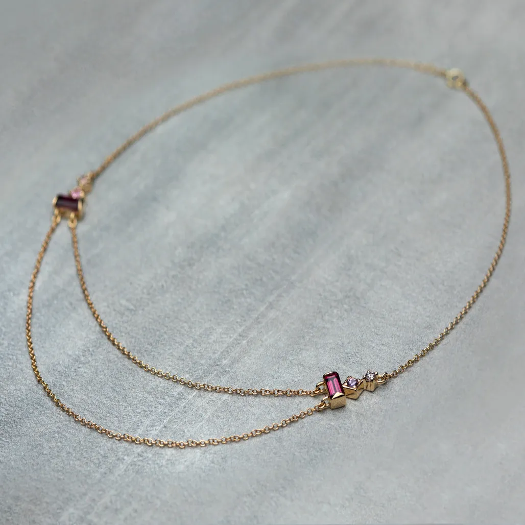 Prism Necklace - Rhodolite garnet & pink sapphires