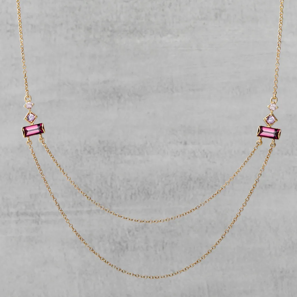 Prism Necklace - Rhodolite garnet & pink sapphires
