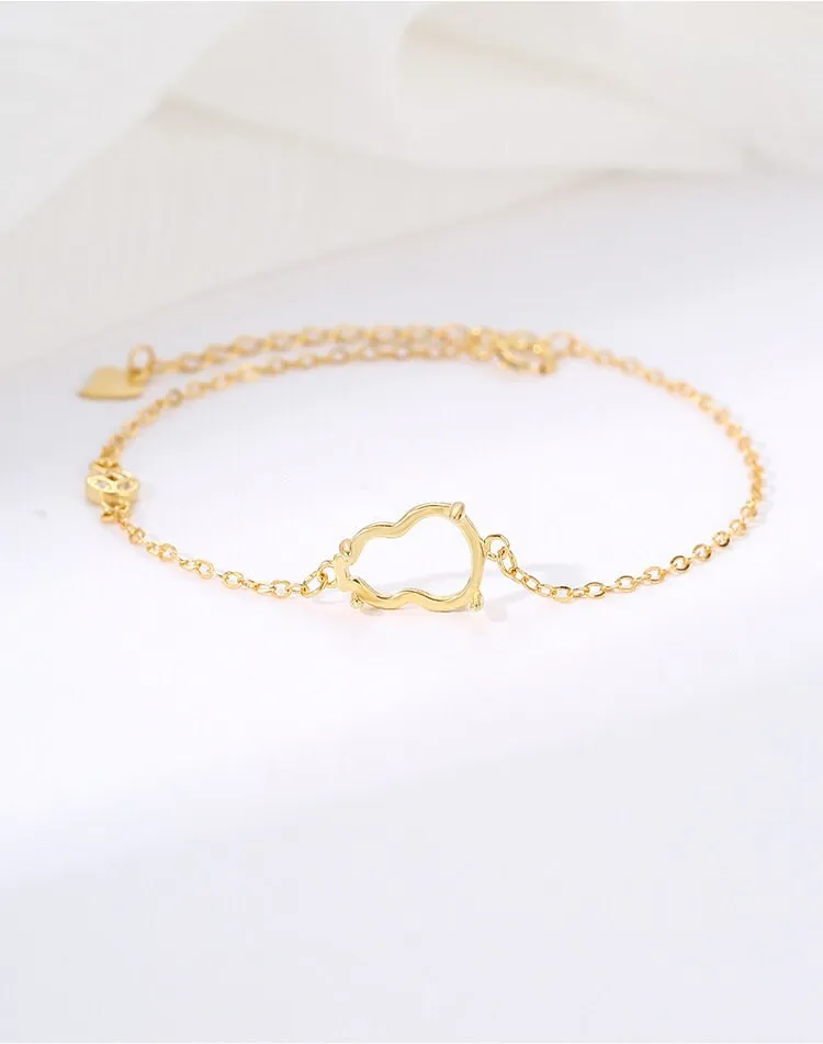 Pumpkin Chain Bangle Mount Bracelet Setting Sterling Silver Rose Gold Fine 925 11x6.5x8.5mm For One Stone Four Prongs DIY Jewelry Wholesale