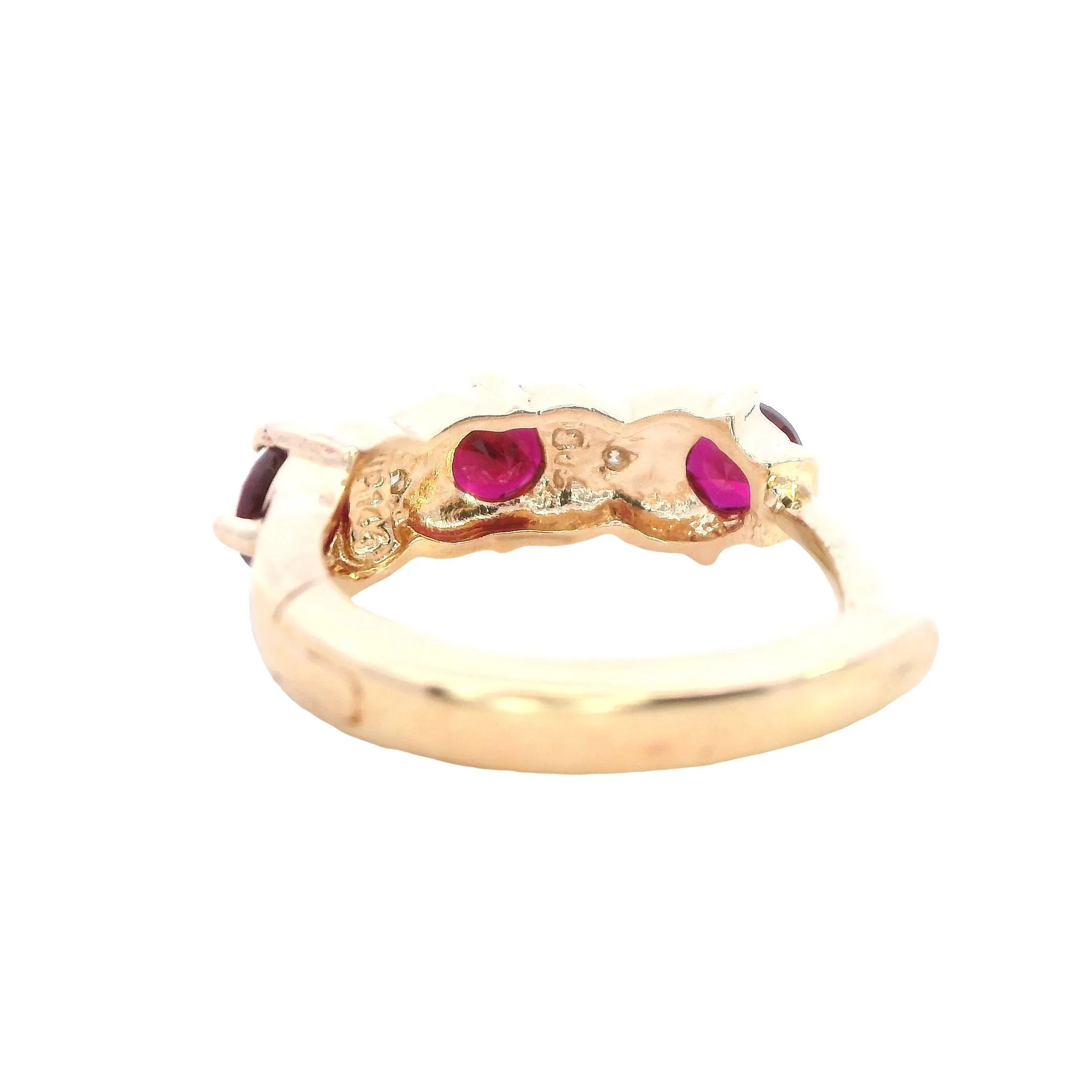 Radiant 9ct Yellow Gold Synthetic Ruby & Diamond Hoop Earrings