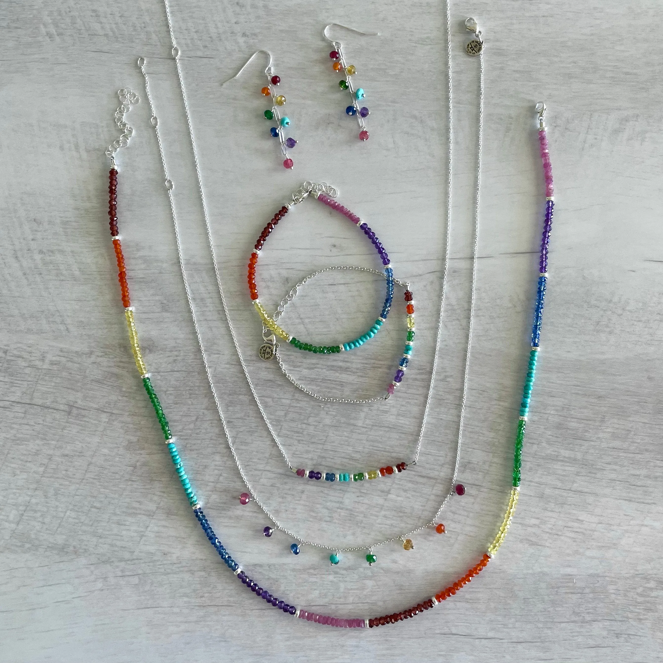 Rainbow Gemstone Multidrop Necklace