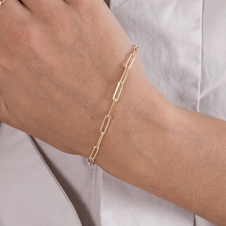 Real Gold Paper Clip Chain Bracelet 0002 (19 C.M) BR1528